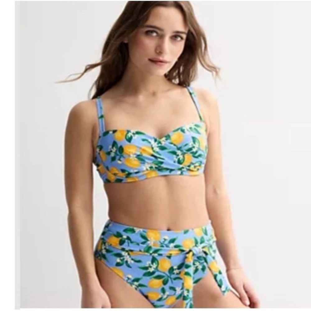 Draper James Lemon Blossom Bikini Set High Waist Bottom Wired Bikini Top XXL - Picture 2 of 8